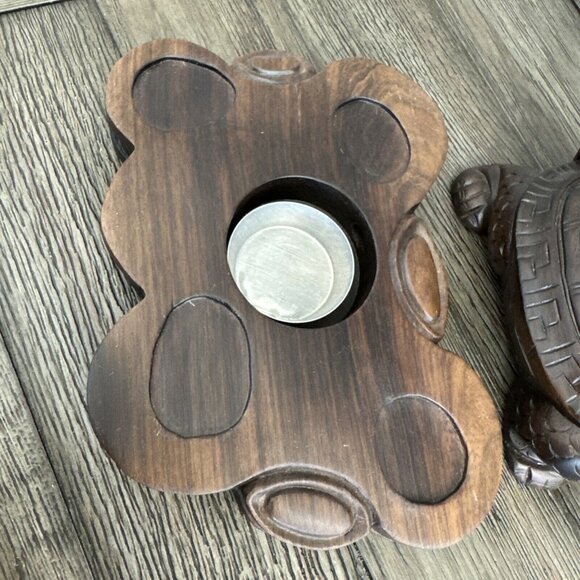 Smoking Dragon Tortoise Turtle Beast Hand Carved Boxwood Wealth Statue Sculpture - Picture 5 of 16